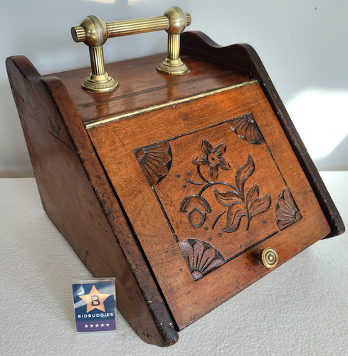 Antica scatola legno - , carbone
